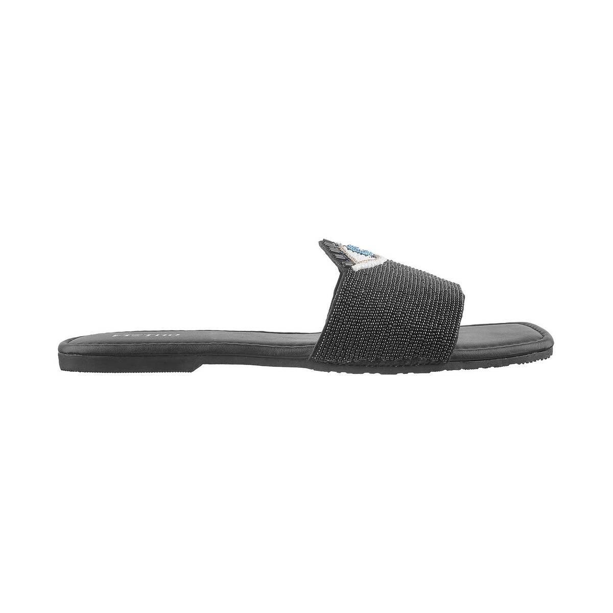 Buy Women Black Casual Slippers Online | SKU: 41-4644-11-37-Metro Shoes