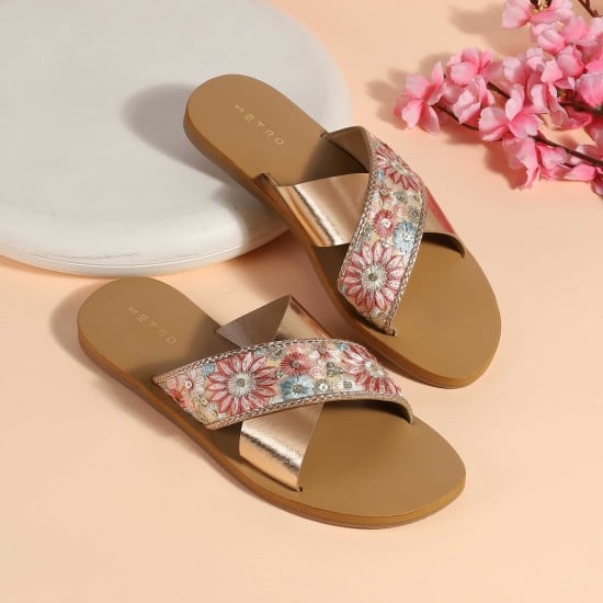 Women Rose-gold Casual Slip Ons