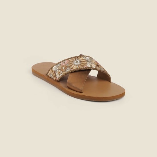 Women Antic-gold Casual Slip Ons