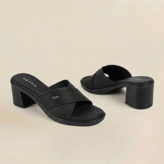 Women Black Casual Slip Ons