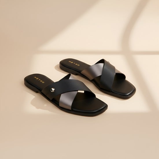 Women Black Casual Slip Ons