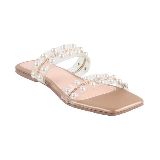Women Gold Casual Slippers