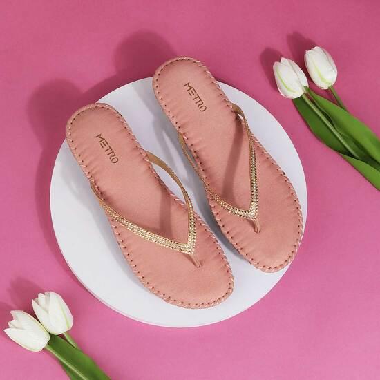 Women Gold Casual Slippers