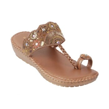 Walkway Women Antic-gold Ethnic Slip Ons(SKU: 44-110-28-39)