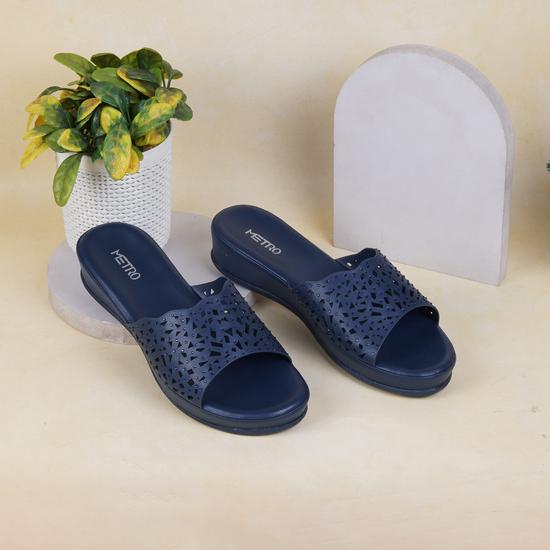 Women Blue-navy Casual Slip Ons
