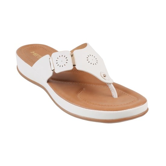 Women White Casual Slippers