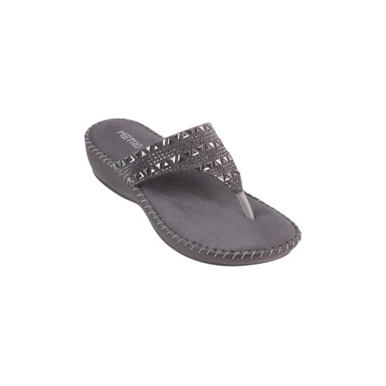 Women Gun-Metal Casual Slip Ons