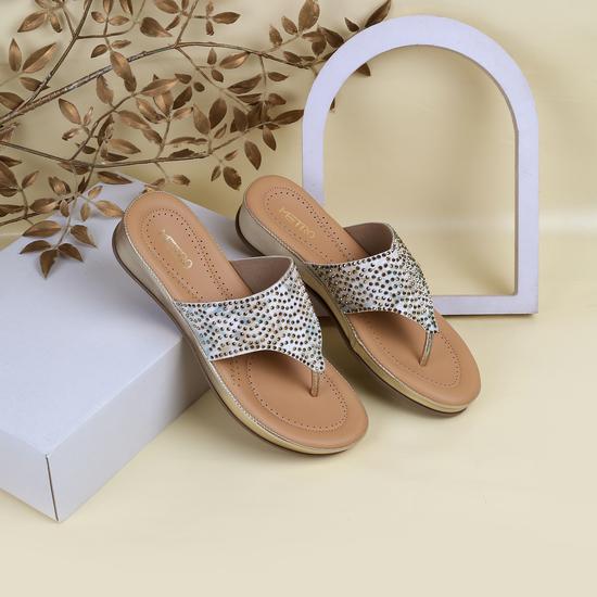 Women Gold Party Slip-Ons