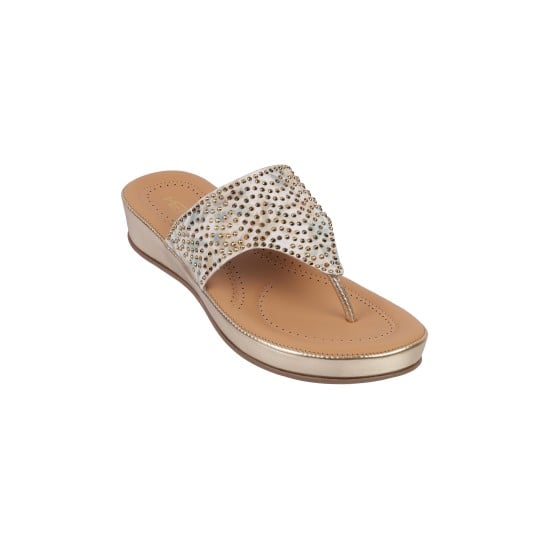 Women Gold Party Slip Ons