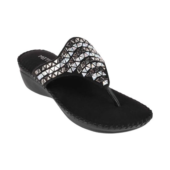 Women Black Casual Slip Ons