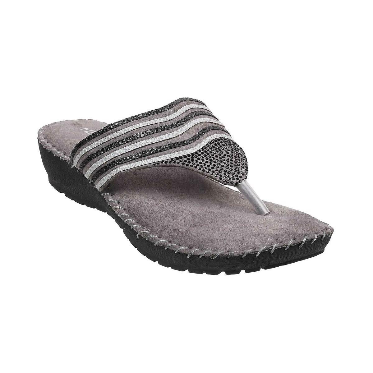 Womens grey mule discount slippers