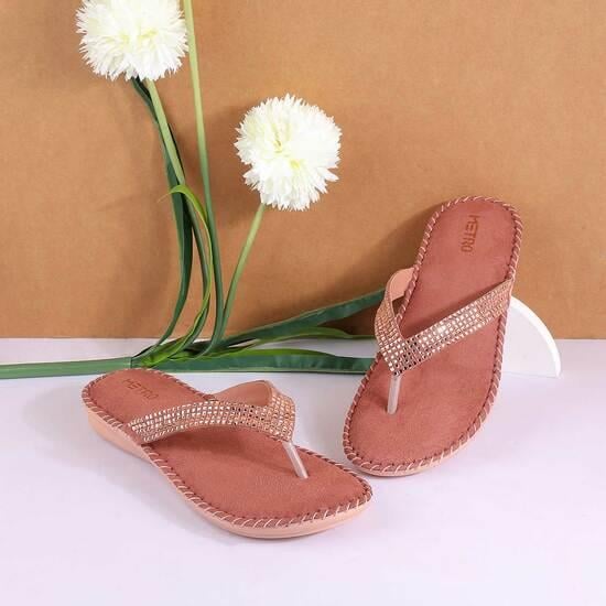 Women Peach Casual Slippers