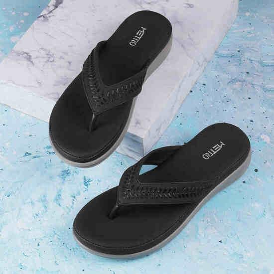 Women Black Casual Slippers