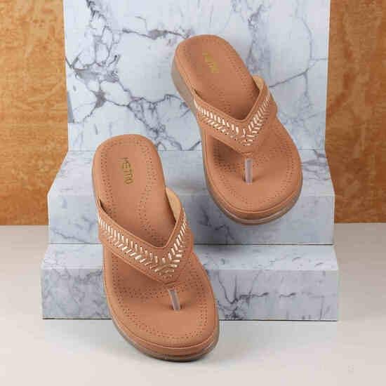 Women Tan Casual Slippers