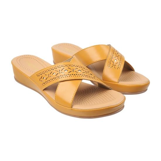 Women Yellow Casual Slippers