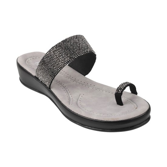 Women Black Casual Slip Ons