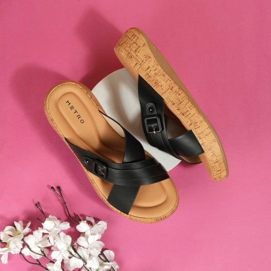 Women Black Casual Slip Ons