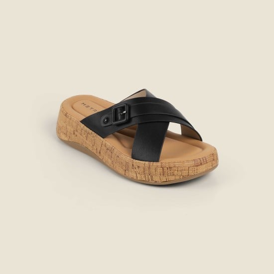 Women Black Casual Slip Ons