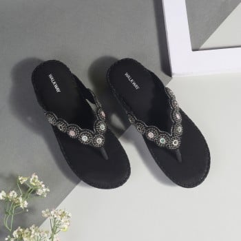 Walkway Women Black Casual Slippers(SKU: 44-192-11-40)
