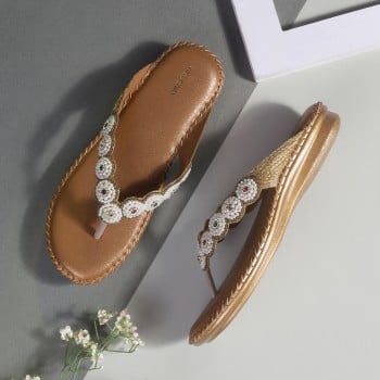 Walkway Women Antic-gold Casual Slippers(SKU: 44-192-28-40)