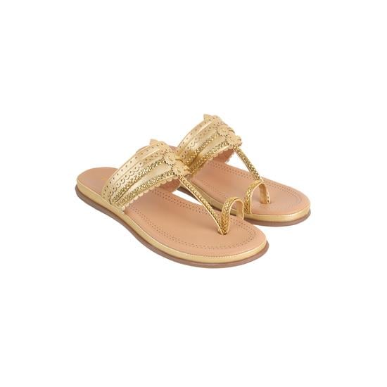 Women Gold Casual Slippers