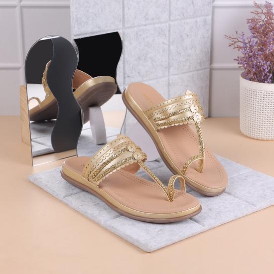 Women Gold Casual Slippers