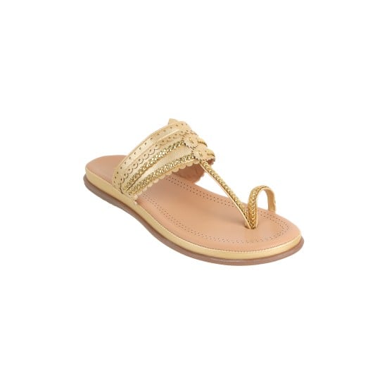 Women Gold Casual Slippers
