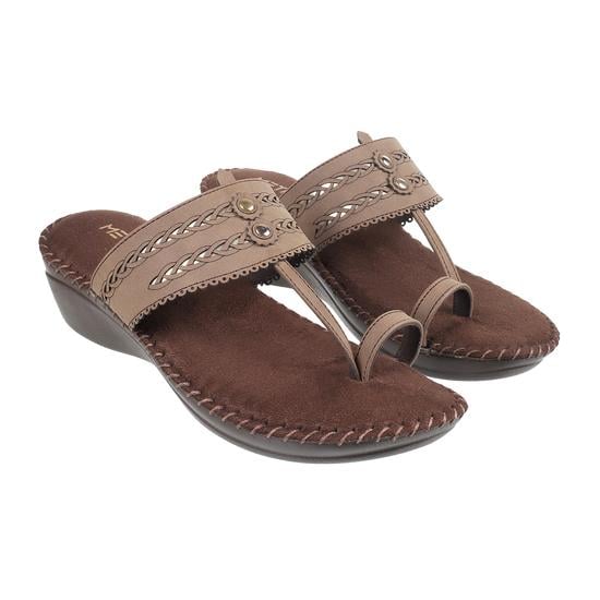 Women Brown Ethnic Slip Ons