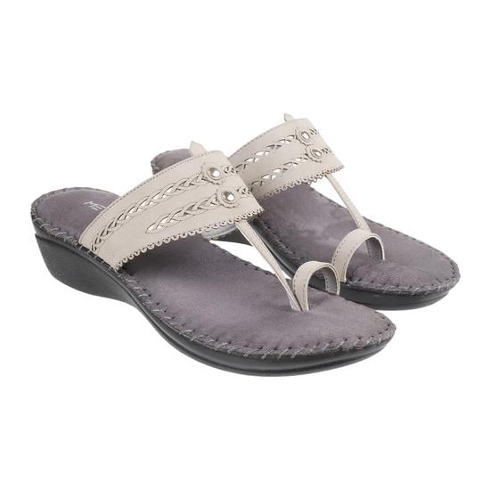 Women Grey Ethnic Slip Ons