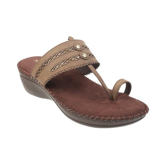 Women Brown Ethnic Slip Ons