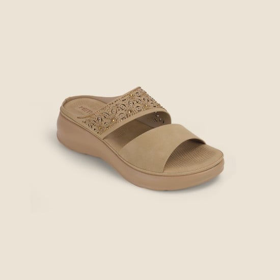 Women Beige Casual Slip Ons