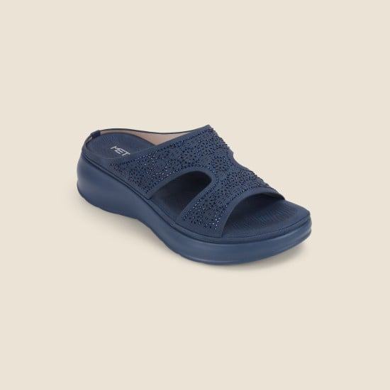 Women Blue Casual Slip Ons