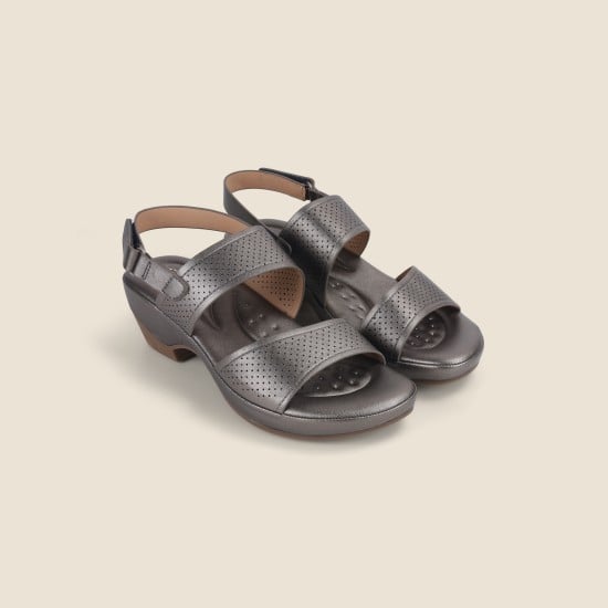 Women Gun-Metal Casual Sandals
