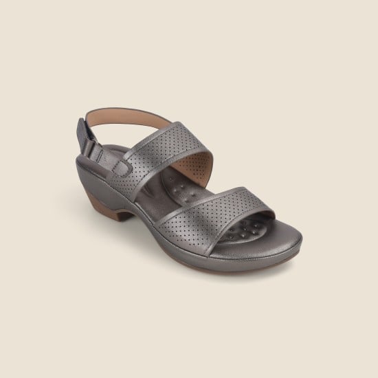 Women Gun-Metal Casual Sandals