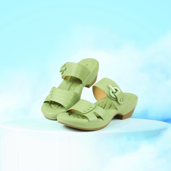 Women Green Casual Slip Ons