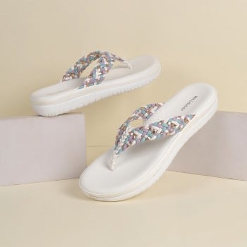 Walkway Women White Casual Slippers(SKU: 44-235-16-37)