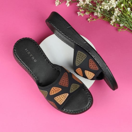 Women Black Casual Slip Ons