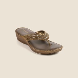 Women Antic-gold Casual Slippers