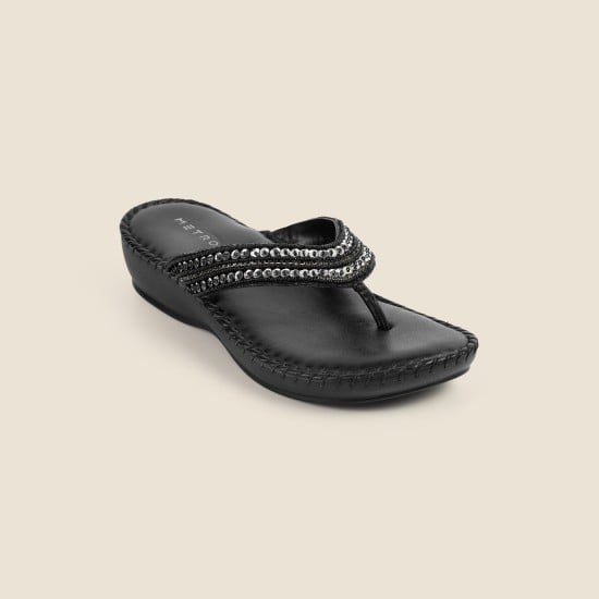 Women Black Casual Slippers