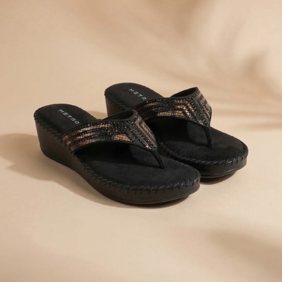 Women Black Casual Slippers