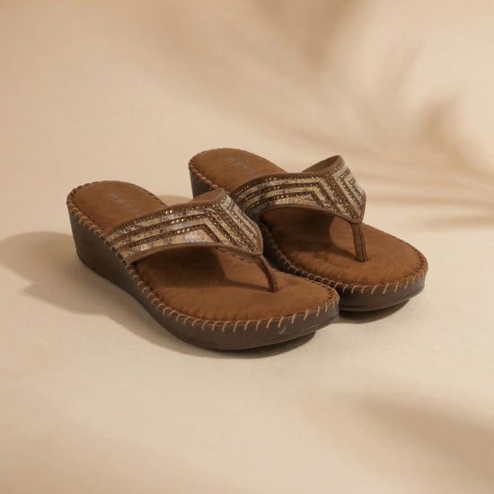 Women Tan Casual Slippers
