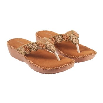 Walkway Women Antic-gold Casual Slippers(SKU: 44-46-28-37)