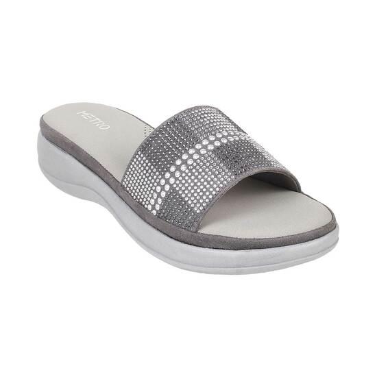 Women Grey Casual Slippers