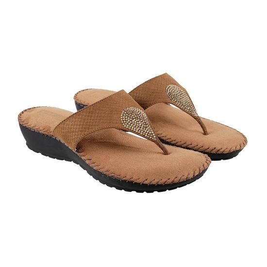 Women Tan Casual Slippers