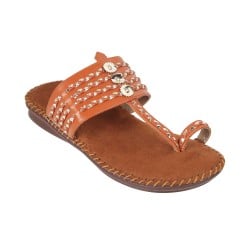 Women Tan Ethnic Kolhapuris
