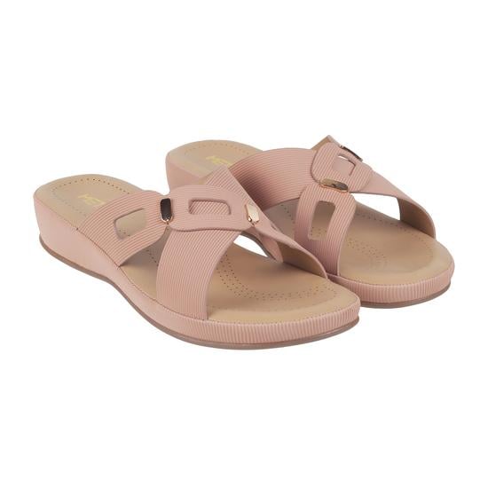 Women Peach Casual Slippers