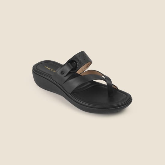 Women Black Casual Slip Ons