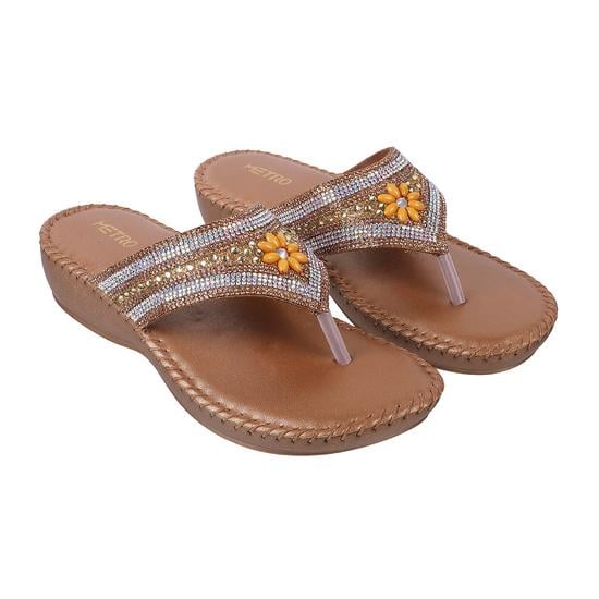 Women Antic-gold Ethnic Slip Ons