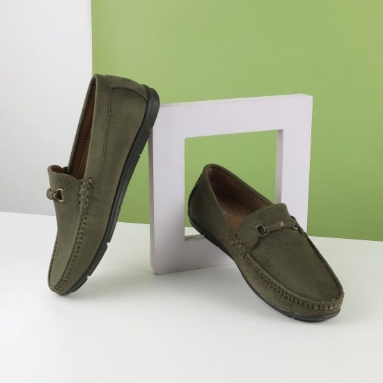 Boys Olive Casual Loafers
