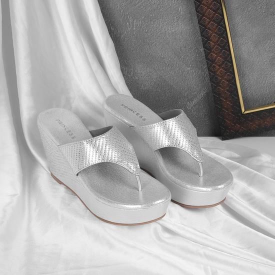 Women Silver Party Slip Ons